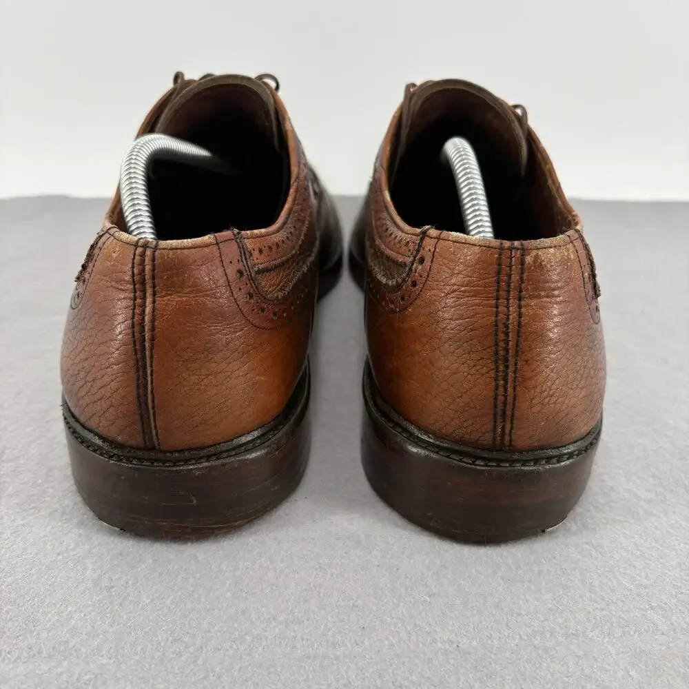 Vintage Towncraft Brown Leather Longwing Brogue Wingtip Shoes Mens 11 Derby